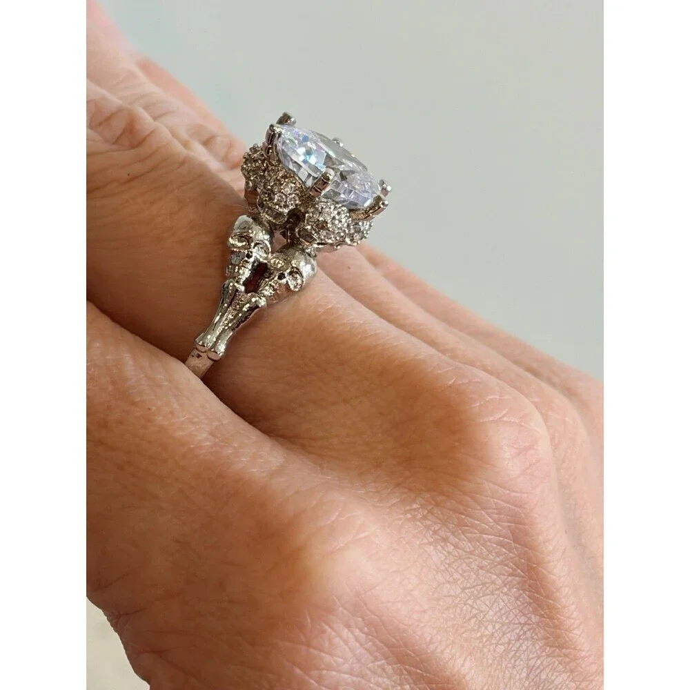 Jeulia Skull Ring Size 9.25 Sterling Silver 4ct Moissanite Stone Rare WhimyGoth